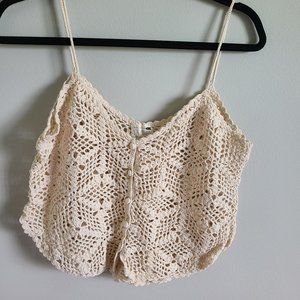 Pacsun LA hearts knitted boho beige crop top